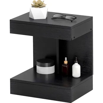 Noční stolek HOMCOM Noční stolek se zásuvkami, odkládací stolek, noční stolek s policí, noční komoda do ložnice, obývacího pokoje, 40 x 30 x 46 cm, černá barva