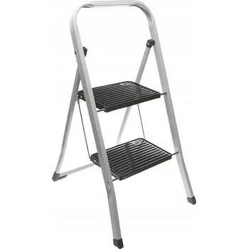 Žebřík Ocelové stupně 2 stopy stříbrné / černé