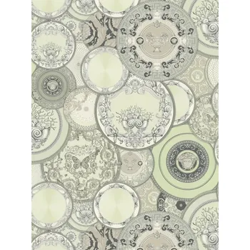 Tapeta A.S. Création | Vliesová tapeta na zeď Versace 6 79136-2 | 0,53 x 10,05 m | krémová, zelená, šedá + Krémová, zelená, šedá vliesová tapeta na stěnu 791362 v rozměru 0,53 x 10,05 m