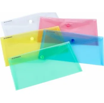 Obálka Složka na obálky, PP, DL, 126 x 225 x 0,18 mm, zapínání na patent, displej, mix barev