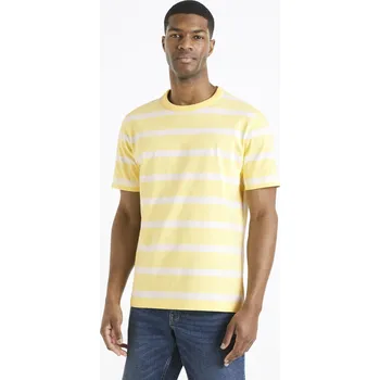 Pánská móda Celio Pruhované tričko Beboxar 1120761 Žlutá S