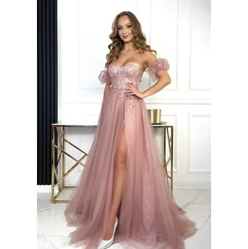 Dámské šaty Korzetové šaty s vlečkou Princess, Růžové Velikost: S