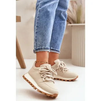 Dámské tenisky Boto Sportovní Boty Sneakers Na Platformě Z Eko Kůže Riadella Barva: Béžová, Velikost: 38