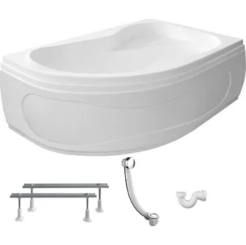 WC sada Aqualine Cidlina Set vany 160x105cm, pravá, s podporami a panelem + dárek, SET G3614