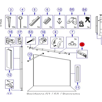 Příslušenství ke střešnímu nosiči Thule Koncový díl Tens.Raft.Clamp