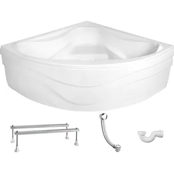 WC sada Aqualine Dunaj II Set Rohové vany 150x150x48 cm s panelem a podporami, bílá + dárek, SET G1350