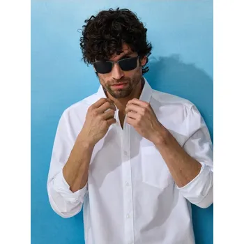 Pánská košile Sinsay - Bavlněná košile s dlouhými rukávy a náprsní kapsou - bílá - 461HS-00X - 461HS-00X-2XL