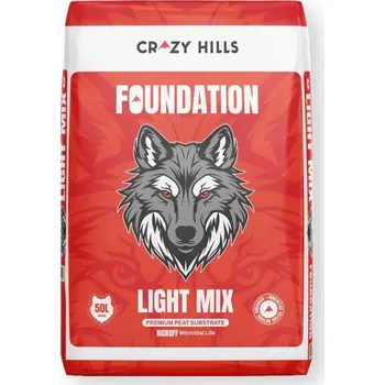 Substrát Crazy Hills Foundation Light Mix 50L, pěstební substrát (Foundation Light Mix je prémiový organický substrát vyrobený z evropské rašeliny, perlitu, přírodních vláken a mikrobiálních stimulátorů, který poskytuje rostlinám ideální start.)