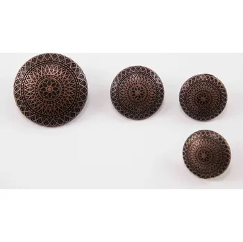 Knoflík Luxusní kovový knoflík s ražbou - krajkový vzor - matný - staroměď - průměr 1,77 cm