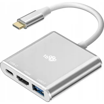 USB hub TB Adaptér HUB USB C 3v1 - HDMI, USB, PD stříbrný