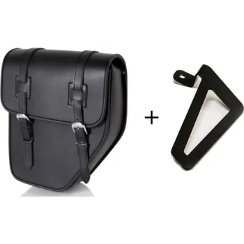 Zavazadlo na motocykl Kožená sedlová brašna CUSTOMACCES IBIZA APS016N černý left, with metal base left side and left fitting kit pro KAWASAKI Vulcan S 650