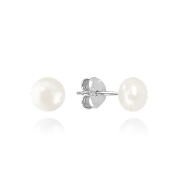 Souprava šperků MINET Stříbrné náušnice PERLY - bílé 4 mm