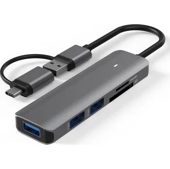 Čtečka paměťových karet ROZBOČOVAČ HUB ČTEČKA KARET SD USB 3.0 USB C 7v1