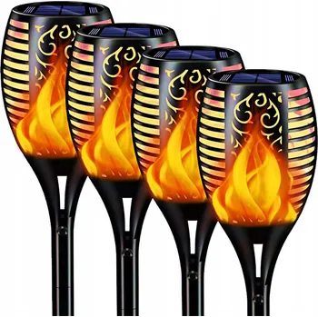 Venkovní osvětlení SOLÁRNÍ ZAHRADNÍ LAMPA ZAPICHOVACÍ 4x LED IMITACE PLAMENE, POCHODEŇ DO ZAHRADY 50 cm