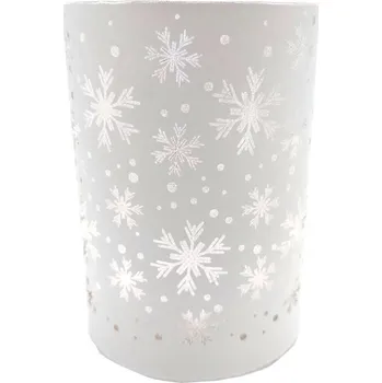Vánoce GOBA Vánoční svícen - skleněný, svítící bílé vločky 12,5 cm