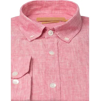 Pánská móda FERATT Pánská lněná košile Caribbean 24 SLIM červená Velikost: L