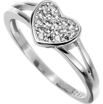 Prsten Argento 72868 Stříbrný prsten - srdíčko, čiré kulaté zirkony | Velikost prstenu: 58mm