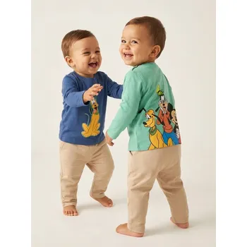 Oblečení a móda Sinsay - Bavlněná košilka s potiskem 2 pack Mickey Mouse - zelená - 845BA-70X - 845BA-70X-98