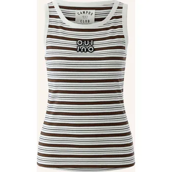 Oui Dámský Top S Ozdobnými Perličkami, hnědá / bílá / černá, 46