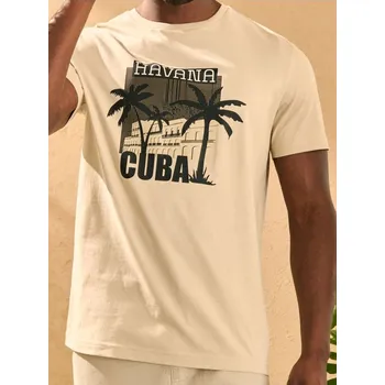 Sinsay - Tričko s krátkým rukávem - béžová - 9683I-08X - 9683I-08X-XS