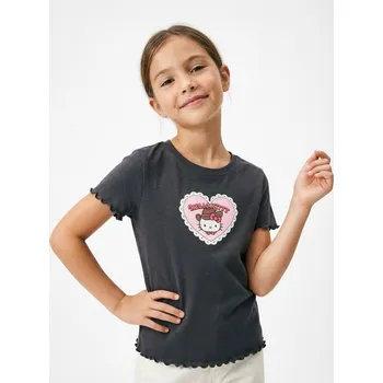 Oblečení a móda Sinsay - Bavlněná košilka s potiskem Hello Kitty - šedá - 743HB-86X - 743HB-86X-134