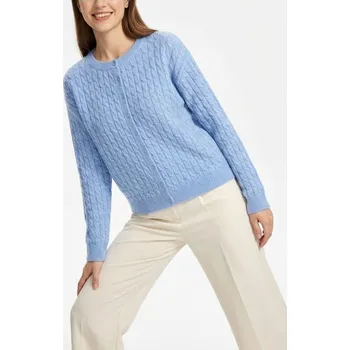 Dámský svetr Sinsay - Kardigan s ozdobným pleteným vzorem - světle modrá - 747IV-50X - 747IV-50X-S