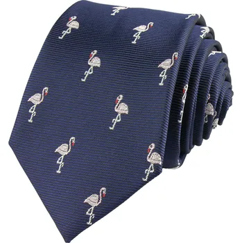 Kravata Tmavě modrá pánská kravata PLAMEŇÁCI