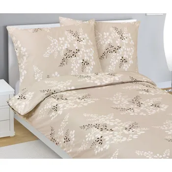 Povlečení Povlečení bavlněné 140x220, 70x90 cm Větvička kávová