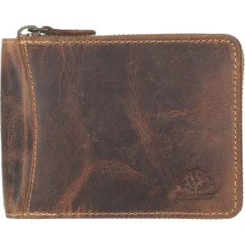 Peněženka GREENBURRY Zipová kožená peněženka Arlo 1666-25 hnědá