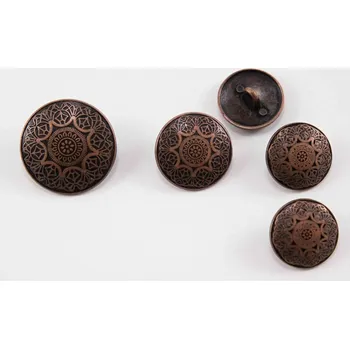 Knoflík Luxusní kovový knoflík s ražbou - zdobený - matný - staroměď - průměr 1,77 cm