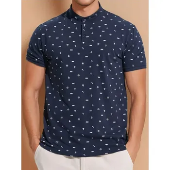 Pánské tričko Sinsay - Tričko s&nbsp;celoplošným potiskem - námořnická modrá - 7356F-59X - 7356F-59X-S