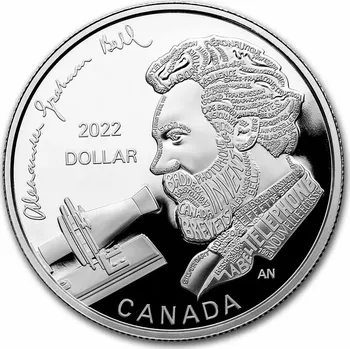 Stříbrný dolar Alexander Graham Bell 2022 Proof Kanada 0,75 oz ryzího stříbra 9999