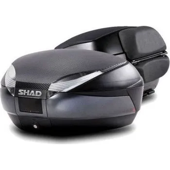 Zavazadlo na motocykl Vrchní kufr na motorku SHAD SH48 Tmavě šedý s opěrkou , karbonové víko a PREMIUM SMART zámek pro KAWASAKI Ninja 650