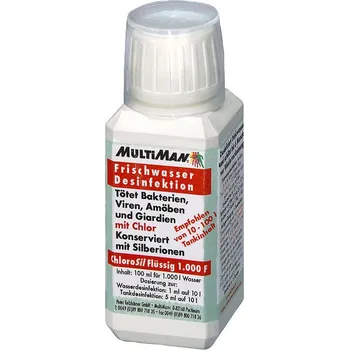 Čistička odpadních vod MultiMan Konzervace pitné vody ChloroSil Použití: Karavany, mobilní domy, malé plachetnice a motorové čluny, autokary, nádrže na pitnou vodu 100 g Vystačí na: 5 000 l vody Prášek