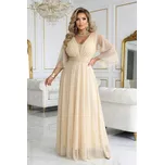 Numoco basic Numoco Dlouhé, třpytivé šaty plus size s kulatým