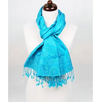 Šála Hedvábná šála Super velká tyrkysová