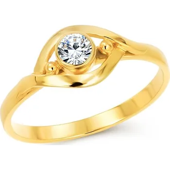 Prsten Argento 72780 Pozlacený stříbrný prsten - čirý kulatý zirkon | Velikost prstenu: 63mm