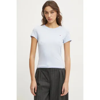 Bavlněné tričko Tommy Jeans DW0DW20459 modrá 05X, vel. S