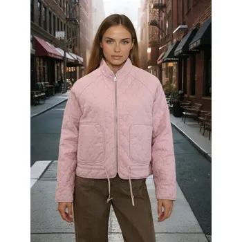 Dámský kabát Sinsay - Bavlněná prošívaná bunda na zip se stojáčkem - pastelová růžová - 317HC-03X - 317HC-03X-M