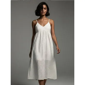 Dámské šaty Sinsay - Ažurové maxi šaty - bílá - 563DA-00X - 563DA-00X-L