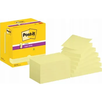 Samolepící bloček Post-It 3M POST-IT Super Sticky Z-Notes pro zásobník, 76x127mm, 12x90 karet, žlutá