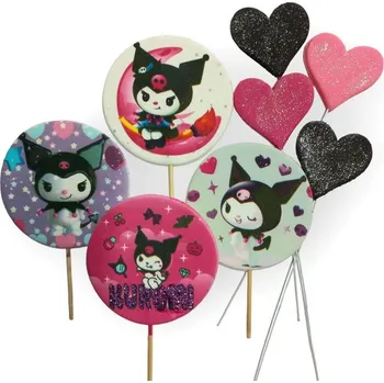 Jedlá dekorace na dort Cukrový zápich Kuromi: Jedlá dekorace na dort (sada)