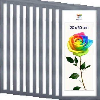 Obraz Sada 10 ks fotorámečků 20 x 50 cm šedých, dřevěných