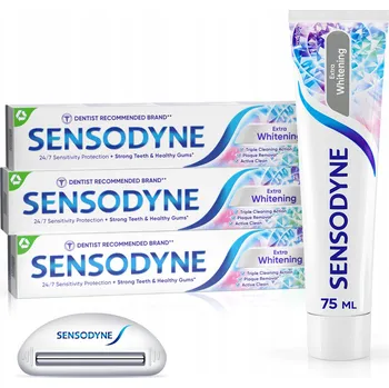Dentální hygiena SENSODYNE EXTRA WHITENING ZUBNÍ PASTA BĚLÍCÍ 75 ML x3 + DÁREK!