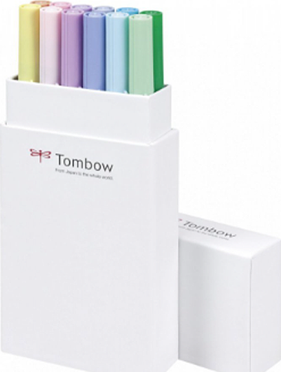Sada oboustranných fixů na tělo TOMBOW pastels, 12ks