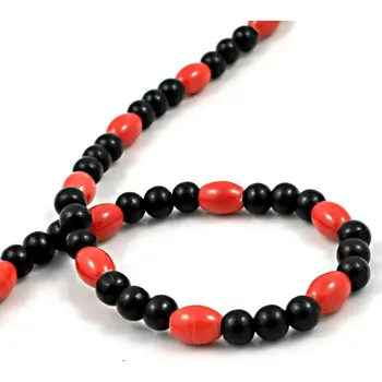 Náhrdelník Korálkový náhrdelník červeno-černý