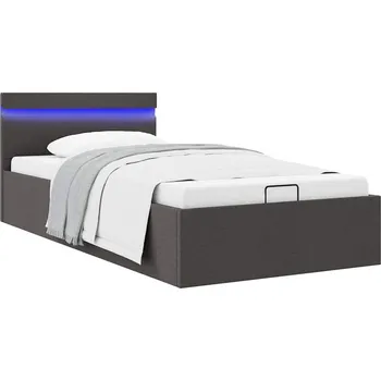 Postel vidaXL Rám postele s úložným prostorem LED tmavě šedý textil 100x200cm