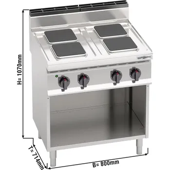 Sporák G.Gastro Elektrický sporák 4x plotýnka čtvercová (10,4 kW)