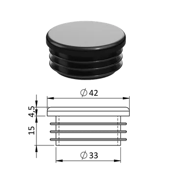 Příslušenství pro plot KOVIAN, s.r.o. Vnitřní krytka kulatá ø 42 mm, plastová, černá