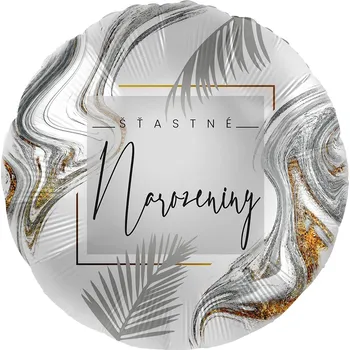 Balónek Premioloon Balonek fóliový Šťastné narozeniny stříbrný, 43 cm